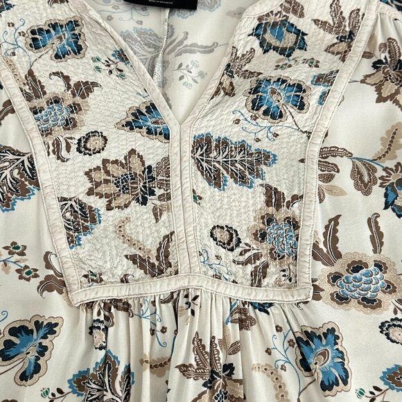 Lane Bryant Plus Size Smocked Floral Top Short-Sleeve Split-Neck Bib Top (14) - Picture 14 of 15